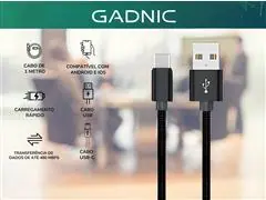 Carregador Cabo Tipo C Carga Rápida Turbo 1 Metro Reforçado Gadnic - 1