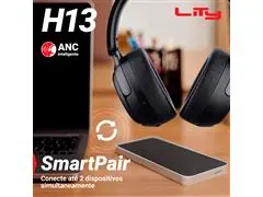 Headphone Lity H13P Bluetooth 5.3 65 Horas Anc Híbrido Preto - 7