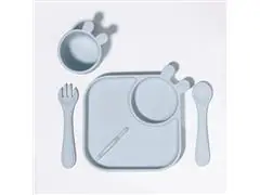 Kit de Alimentação Infantil Silicone 4 Peças Azul Petit Piá