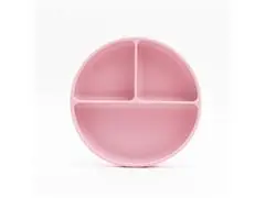 Prato Infantil Silicone com Divisórias e Ventosa Rosa Petit Piá