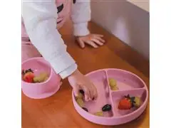 Prato Infantil Silicone com Divisórias e Ventosa Rosa Petit Piá - 1