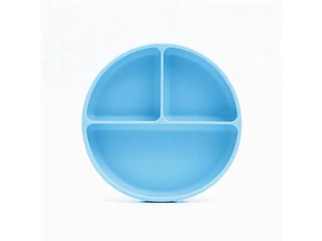 Prato Infantil Silicone com Divisórias e Ventosa Azul Petit Piá
