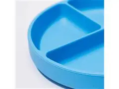 Prato Infantil Silicone com Divisórias e Ventosa Azul Petit Piá - 2