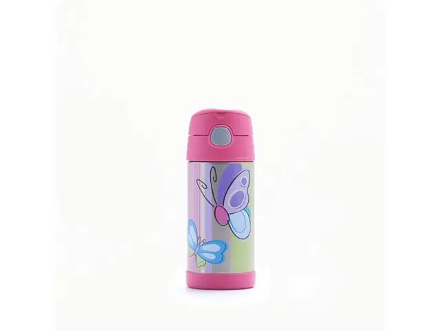 Garrafa Térmica Infantil Funtainer F401 Borboleta Rosa Thermos 355ml