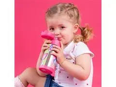 Garrafa Térmica Infantil Funtainer F401 Borboleta Rosa Thermos 355ml - 1