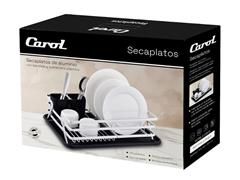 Secaplatos de aluminio Carol con bandeja y cubiertero plástico plata - 1