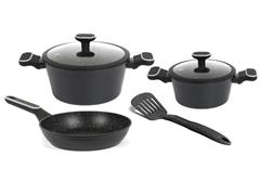 Batería de Cocina Carol Antiadherente Inducción Granito negro 6 piezas - 0