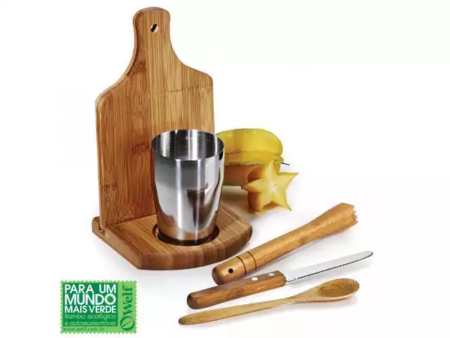 Kit para caipirinha Welf em bambu Ibiza 6 pçs
