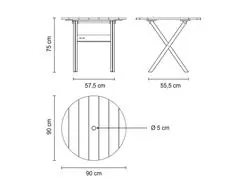 Mesa Dobrável Tramontina Lanati Redonda em Madeira Jatobá 90 cm FSC - 2