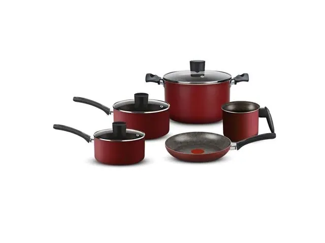 Jogo de Panelas Rochedo Facilita Vermelho 5 Peças