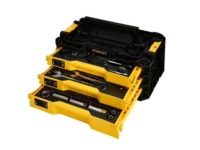 Caixa com 3 Gavetas Stanley e Jogo de 126 Peças