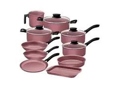 JOGO DE PANELAS TRAMONTINA LINZ ANTIADERENTE STARFLON MAX ROSA 10P - 0