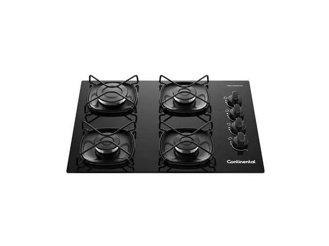 Cooktop Continental 4 Bocas Preto com Mesa de Vidro Bivolt