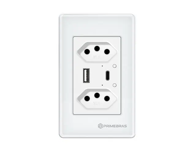 Tomada Inteligente 2 Canais c/USB e USB-C  (TP1220B)