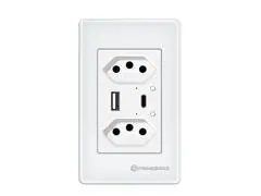 Tomada Inteligente 2 Canais c/USB e USB-C  (TP1220B)