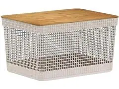Cesto Organizador Ou 20L Com Tampa De Bambu Linha Grid - 0