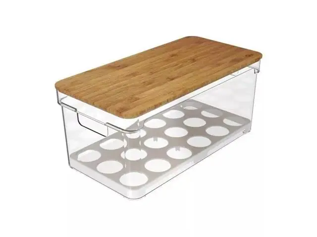 Organizador Duplo Com Tampa De Bambu Ou Linha Clear