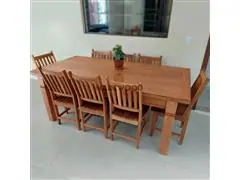 Conjunto Mesa e Cadeiras Rusticas Made Wood 8 Lugares Marrom Claro / A - 0