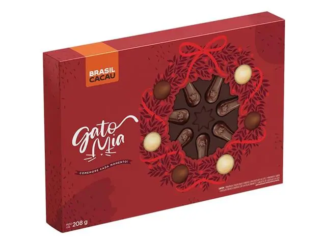 Caixa Doçuras Natalinas Gato Mia Brasil Cacau 190 G
