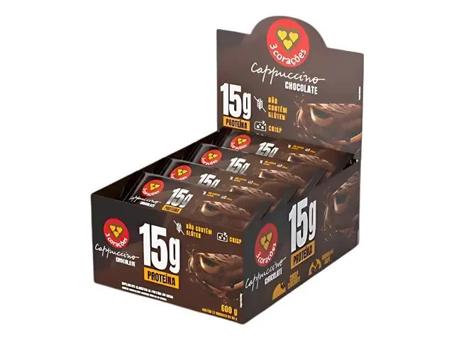 Barra de Proteína Três Corações Cappuccino Chocolate Caixa 12x50g