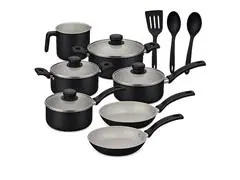 Jogo de Panelas Tramontina Turim em Alumínio Antiaderente Preto 10 Pçs