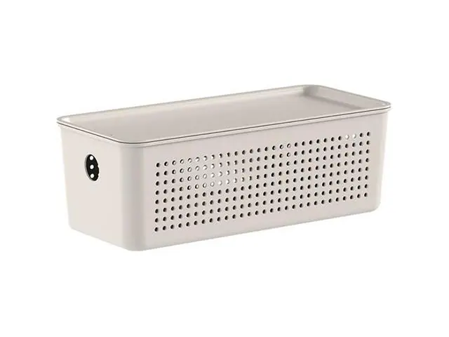 Cesto Flow Com Tampa 27 X 12 X 10 Bege Fechado