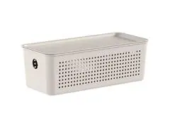 Cesto Flow Com Tampa 27 X 12 X 10 Bege Fechado