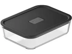 Pote De Vidro Hermetico 1,25L Fresh Lock Preto Fechado