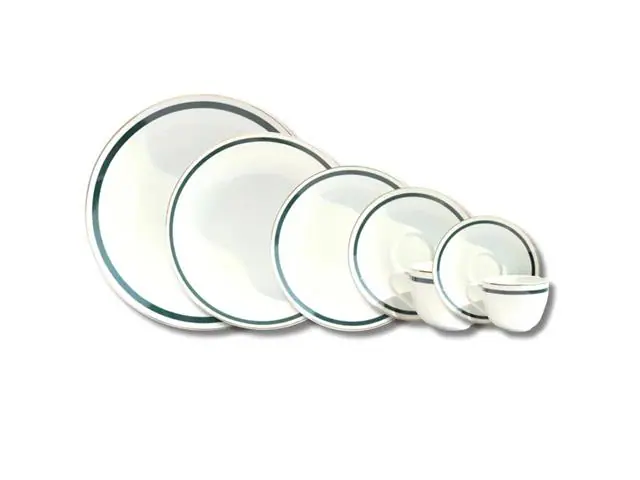 Aparelho de jantar Très Classique em porcelana gold rim 42 peças verde