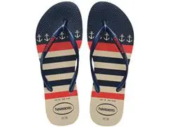 Chinelo Havaianas Slim Nautical Bege Palha/Marinho - 0