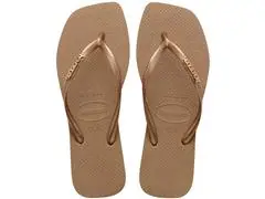 Chinelo Havaianas Sl Sq Logo Met Rose Gold/Rose Gold - 0