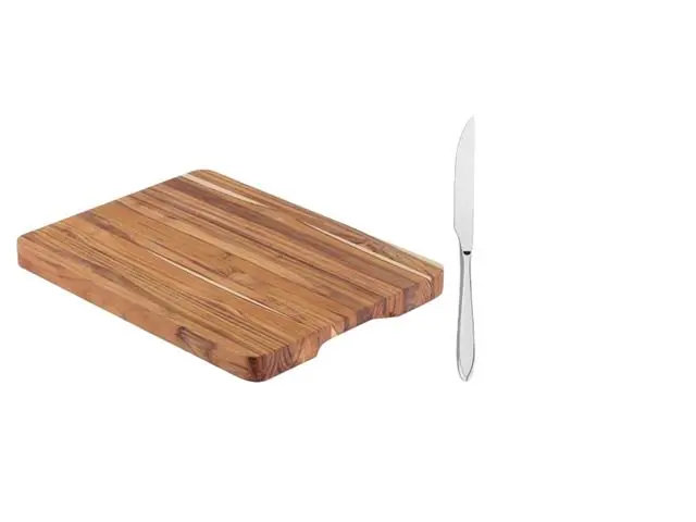 Combo Essencial Tramontina: Tábua Churrasco Teca + Faca Laguna Inox