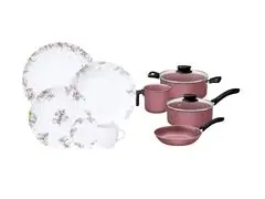 Combo Essencial Tramontina: Panelas Linz Rosa + Aparelho de Jantar Fog