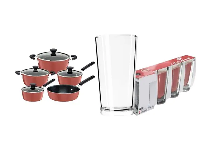 Combo Essencial Tramontina: Panelas Glenz Rosé + Copos Long Drink Clea