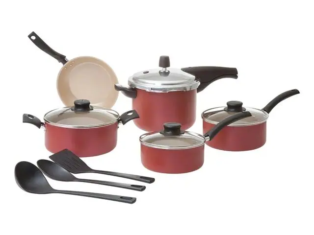 Jogo de Panelas Tramontina Turim Antiaderente Vermelho 8 pçs C/Pressão