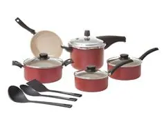 Jogo de Panelas Tramontina Turim Antiaderente Vermelho 8 pçs C/Pressão - 1