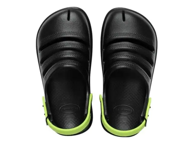 Sándalias Havaianas Kids Clog Preto/Verde Limao Tam 27-28