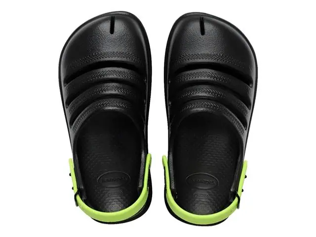Sándalias Havaianas Kids Clog Preto/Verde Limao Tam 29-30