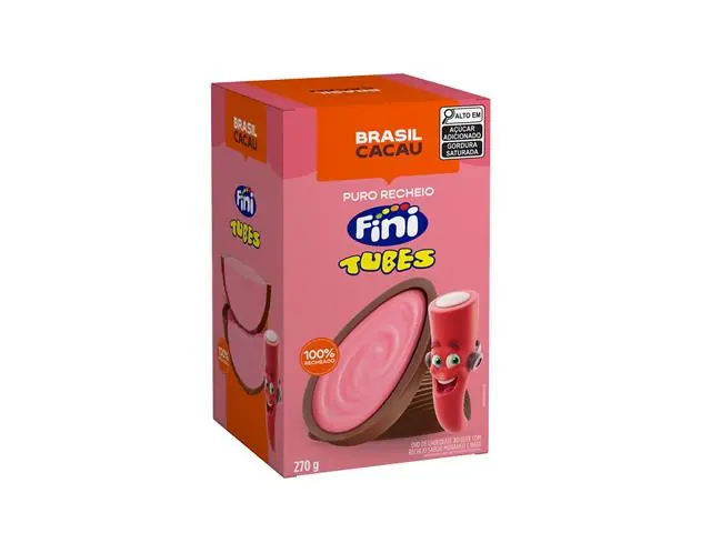 Ovo de Páscoa Brasil Cacau Puro Recheio Fini Tubes Morango 270g