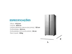 Refrigerador Side By Side Midea Inverter com 442 Litros Inox 110V - 1