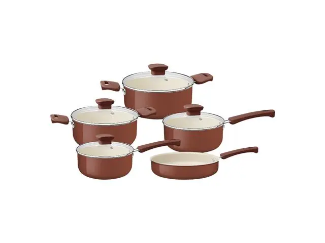 Jogo Panelas Tramontina Veronese Cerâmica Argila 5 Peças