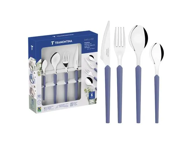 Faqueiro Tramontina Obelline Inox Azul Boreal 24 Peças