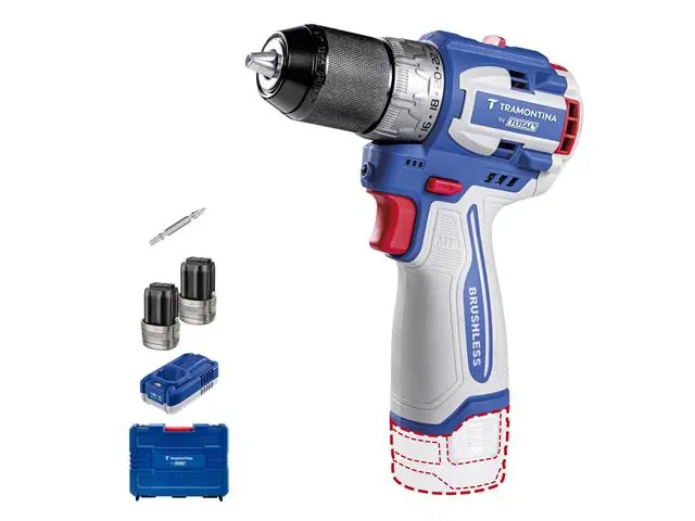 Parafusadeira 16V 60Nm Brushless Kit 2Bat + Maleta