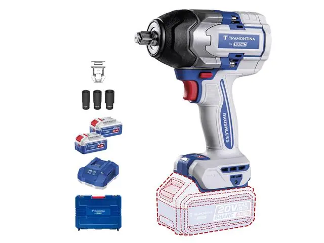 Chave Impacto 20V 850Nm Kit 2Bat 4Ah + Maleta