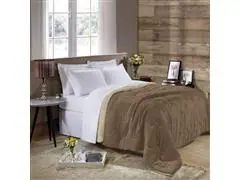 Edredom Solteiro Khaki Dupla Face 150x200 Plush Flanel