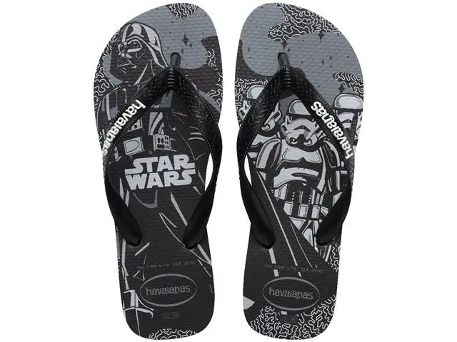 Chinelo Havaianas Star Wars Preto/Preto/Branco Tam 37-38