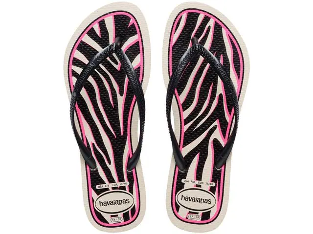 Chinelo Havaianas Slim Animals Bege Palha/Cinza Dark Metalico Tam 37-3