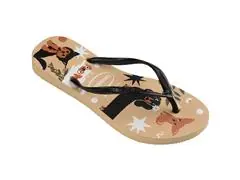 Chinelo Havaianas Slim Pets Dourado/Preto Tam 33-34 - 1