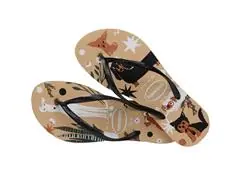 Chinelo Havaianas Slim Pets Dourado/Preto Tam 33-34 - 3
