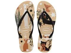 Chinelo Havaianas Slim Pets Dourado/Preto Tam 39-40